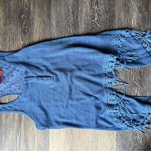 Spoiled Blue Lace Trim Tank Top